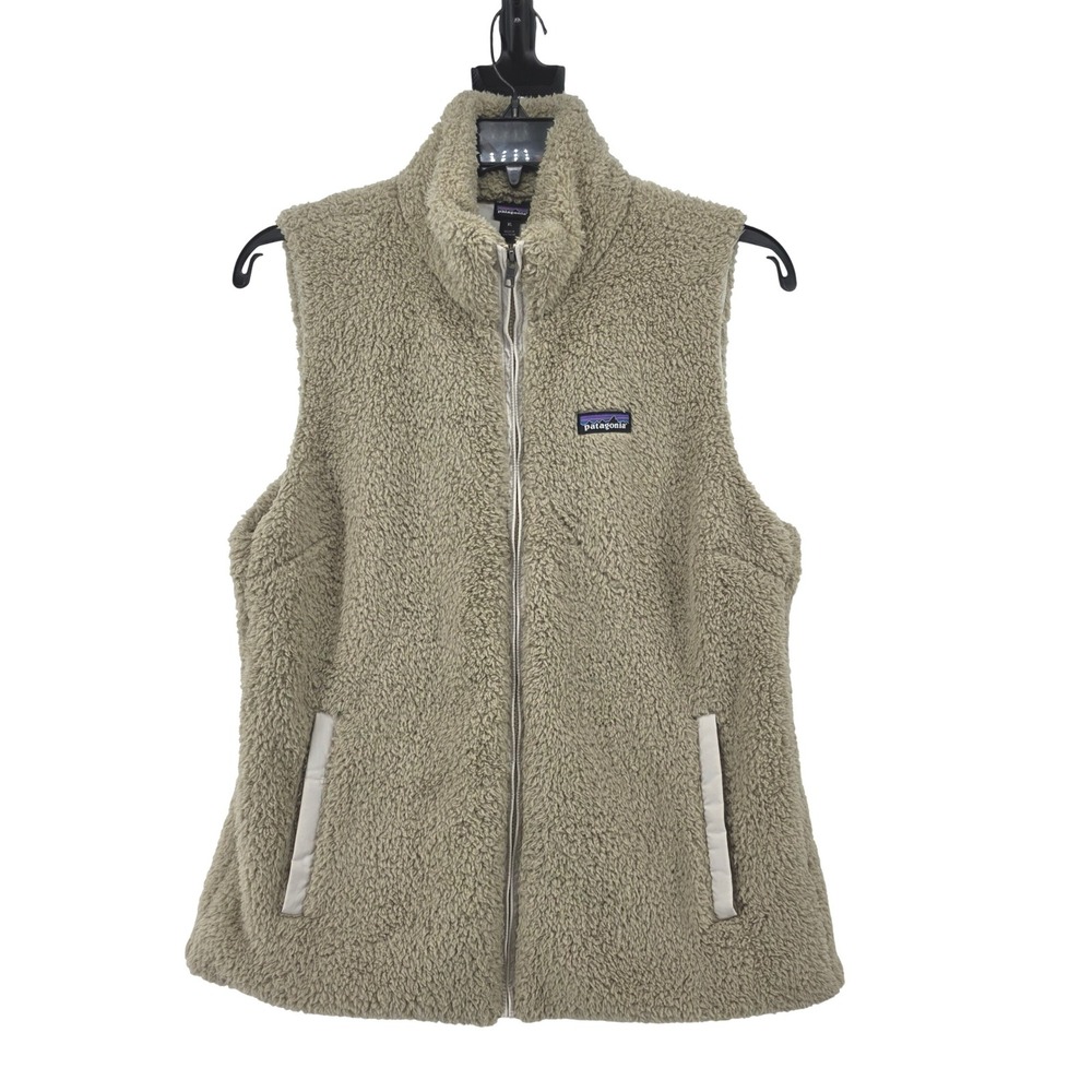 Patagonia Los Gatos Fleece Vest Womens XL Tan Pelican Full Zip High Pile